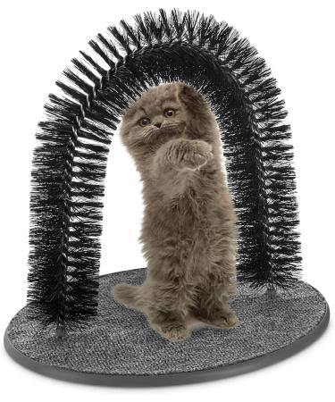 FiNeWaY Cat Scratch Arch Kitten Massaging Scratching Scratcher Pet Arch Self Grooming Groomer Shedding Soft De- shedding Bristles Play Post Sisal Nip With Catnip - No More Hair Balls And Shedding Grey - Buy Online on GoSupps.com