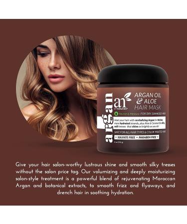 ArtNaturals Argan Hair Mask Conditioner (8 Oz) - Deep Conditioning Treatment with Organic Jojoba Oil, Aloe Vera, and Keratin - for Repairing Dry, Damaged, Color Treated Hair - Promotes Natural Hair Growth - Sulfate Free - Buy Online on GoSupps.com