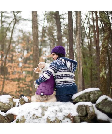 Kurgo Loft Dog Jacket XL - Reversible Fleece Winter Coat - Cold Weather Protection - Reflective Accents - Water Resistant - Deep Violet/Charcoal - Buy Online on GoSupps.com