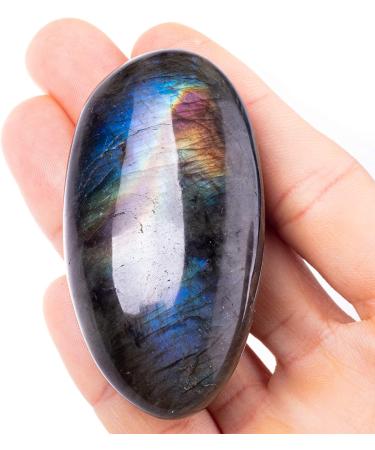 Labradorite Palm Stone Crystal - Natural Chakra Reiki Healing Stone for Anxiety Relief - Buy Online on GoSupps.com