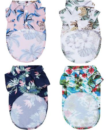 Topbuti 4-Piece Hawaiian Dog & Cat Shirt Set | Summer Beach Apparel for Extra Small Pets (Medium) - Buy Online on GoSupps.com