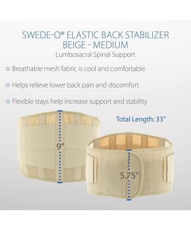 Swede-O Elastic Back Stabilizer | Medium Beige - Support & Comfort for Back Pain Relief - Buy Online on GoSupps.com