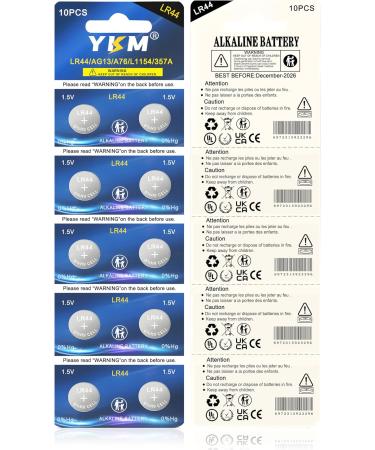 YKM LR44 Batteries 10 Pack - AG13 L1154f A76 357/303 Alkaline 1.5V for Digital Calipers & Watches | International Shipping - Buy Online on GoSupps.com