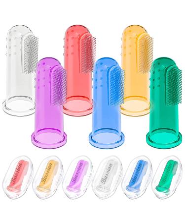 Baby Toothbrush Set 6 Pcs Soft Infant Finger Toothbrush with 6 Boxes - 6-12 Months