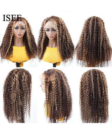 ISEE 22 Ombre Highlight Lace Front Wig - Human Hair, Pre Plucked, Kinky Curly, 180% Density - Buy Online on GoSupps.com