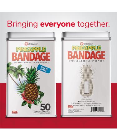 BioSwiss Pineapple Shaped Self Adhesive Bandages - Latex Free, Sterile Wound Care for Kids - 50 Count - Buy Online on GoSupps.com