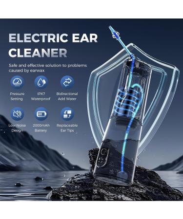 Ear Wax Removal Kit - Water Powered Ear Cleaner | Safe & Effective Electric Tool with 6 Reusable Tips & 3 Pressure Modes | IPX7 Waterproof USB-C Rechargeable - Black - Buy Online on GoSupps.com