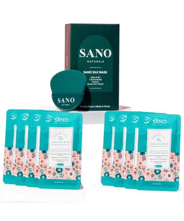 Vegan Zombie Mask Sano Silk Mask by Sano Naturals - Dermatologist Tested Viral One Step Korean Face Mask Skin Care for Glass Skin Helps Reduce Large Pores Anti Aging and Tightening - Pack of 8