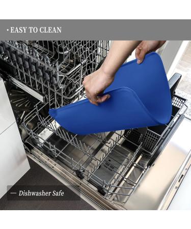 Reopet Silicone Feed Mats for Pets - Waterproof Dog & Cat Mats with Elevated Edges - 53x37 cm (1-Pack) Navy Blue - Best for Mess-Free Feeding - Buy Online on GoSupps.com