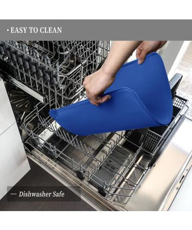 Reopet Waterproof Silicone Feed Mats for Pets | Elevated Edges for Dogs & Cats | 87x57 cm | Navy Blue - 1-Pack - Buy Online on GoSupps.com