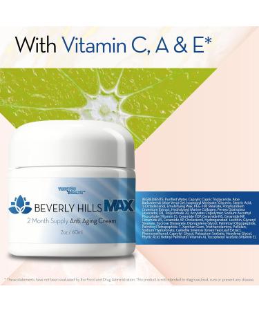 Beverly Hills Max Cream - 2 Month Anti-Aging Supply with Vitamin C E A | Firming Moisturizer & Collagen Booster | International Shipping Available - Buy Online on GoSupps.com