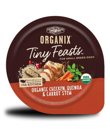 Castor & Pollux Organix Tiny Feasts Organic Chicken, Quinoa & Carrot Stew Dog Food Trays, 3.5 Ounce (Pack of 12) Chicken, Quinoa & Carrot Stew 3.5 Ounce (Pack of 12)