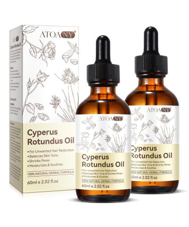 Cyperus Rotundus Oil 2 Pack 100% Natural Cyperus Rotundus Oil for Hair Removal Reduces Body Unwanted Hair Growth Moisturizes & Soothes Skin Shrink Pores Suitable for All Skin Types 2.02 Fl Oz (Pack of 2)