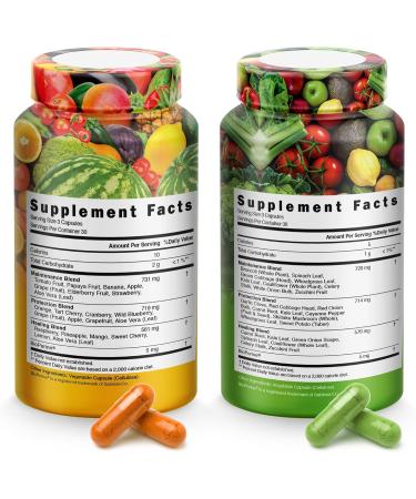 Fruits and Vegetables Supplements With BioPerine, Contains 38 Fruits & Vegetables Super Food Powder Supplements Formula For Overall Health & Nature Energy Boost for Adults Men & Women - Made in USA - Buy Online on GoSupps.com