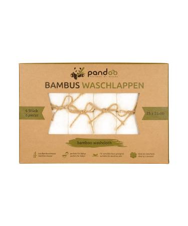 Pandoo 100% bamboo baby washcloths - cuddly soft dye -free hypoallergenic anti -microbial & antibacterial for sensitive baby skin - 25x25cm white - 6 pieces - Buy Online on GoSupps.com