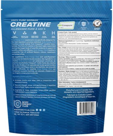 Body Energy Club Creapure Creatine Powder - Supplement for Muscle Growth - Improves Strength and Performance - Premium Grade - 80 servings 400g Vegan 400g Powder - Buy Online on GoSupps.com