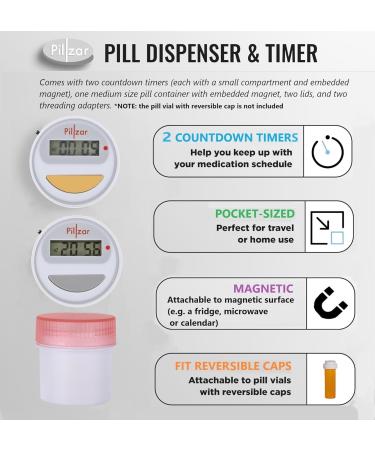Portable Pill Organizer Dispenser with Smart Timer Cap for Medication  Supplements and Vitamins. Perfect for Travel or Home Use. - Buy Online on GoSupps.com