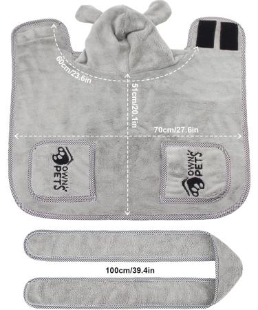 Ownpets Dog Stirring Towel | Rapid Drying Terry Bathing Coat with Velcro Fastener & Adjustable Body Band - Thickening Size M Gray - Perfect for Grooming & Bathing Your Dog - Buy Online on GoSupps.com