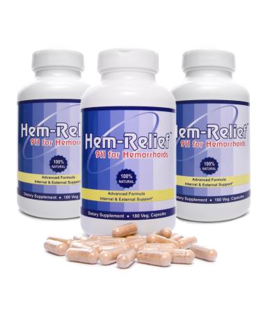 Western Herbal and Nutrition | Hem-Relief 911 for Hemorrhoids | 100% Natural Formula | Alleviate Pain Itching Burning | Fast Acting Supplement | Internal & External Treatment | 540 Vegetarian Caps 540 Capsules