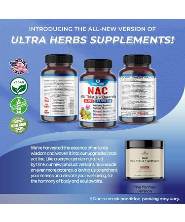 ULTRA HERBS Supper NAC 900mg with Quercetin Milk Thistle - Liver & Lung Support - 90 Count - USA Made & Tested - Buy Online on GoSupps.com