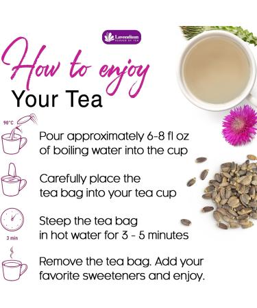 Lavendium Premium 30 Milk Thistle Tea Bags 100% Natural & Pure from Milk Thistle Seeds. Milk Thistle Herbal Tea. Made with Natural Material Tea Bags. No Sugar No Caffeine No Gluten Vegan. CA Milk Thistle 30 Bags - Buy Online on GoSupps.com