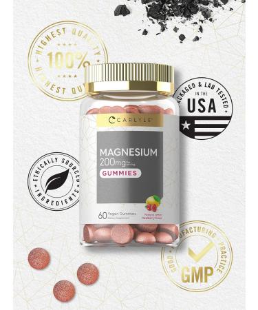 Carlyle Magnesium Gummies 200mg - 60 Vegan Gummies, Non-GMO, Gluten Free, Lemon Raspberry Flavor - Buy Online on GoSupps.com