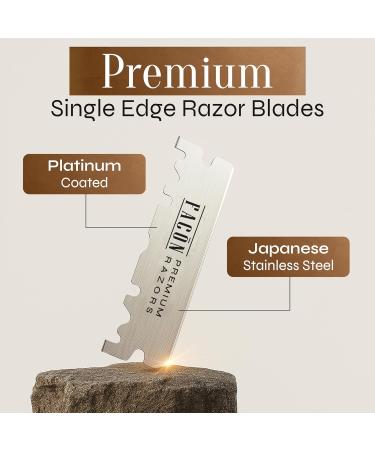 100 Facn Platinum Japanese Stainless Steel Single Edge Razor Blades - Professional Barber Straight Razor - Long-lasting Sharpness - Pack of 100 Blades - Buy Online on GoSupps.com