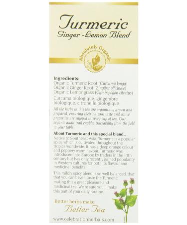 Organic Turmeric Ginger Lemon Tea - 24 Bags | Celebration Herbals - Buy Online on GoSupps.com