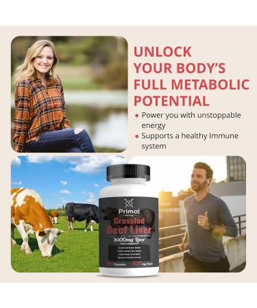 Primal Being Grassfed Beef Liver - 3000mg Freeze Dried Capsules - Pasture Raised in New Zealand - Natural Beef Organ Supplement - Liver Supplement for Energy and Wellness - 180 Count - Buy Online on GoSupps.com