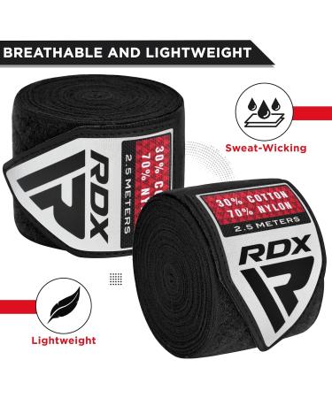 Buy RDX 2.5m Boxing Bandages for Kids - Elastic Hand Wraps with Thumb Loop for MMA Muay Thai Kickboxing & Sparring - Black Boxing Hand Wraps - Buy Online on GoSupps.com