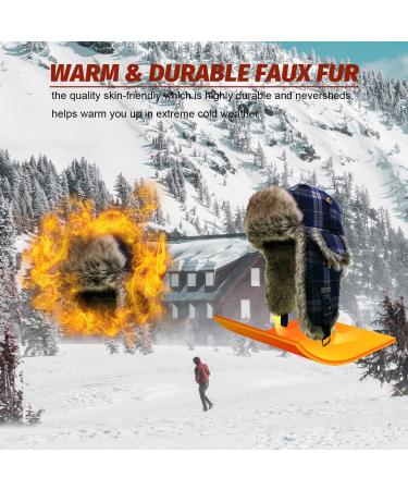 Wool Faux Fur Winter Trapper Hat | Blue Aviator Ski Trooper Hat with Ear Flaps | Men & Women | Small-Medium - Buy Online on GoSupps.com