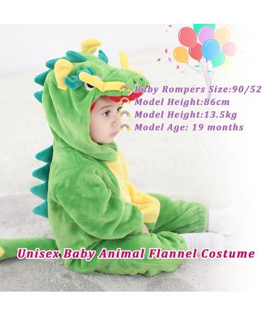 Doladola Unisex Baby Dragon Romper | Hooded Cartoon Animal Jumpsuit for Infants 0-3 Months - Buy Online on GoSupps.com