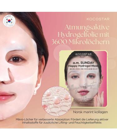  KOCOSTAR KOCOSTAR Happy Hydrogel Mask - 40 Min. Firming Korean Face Mask Sheet for Women with Collagen Extract Water - Moisturizing Collagen Facial Care - A.M. SUNDAY (1 Sheet) - Buy Online on GoSupps.com
