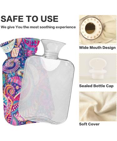 Colorful Paisley Flower Hot Water Bottle with Cover - 2L for Back Pain Relief & Cold Therapy | Naanle International Shipping - Buy Online on GoSupps.com