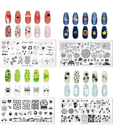 8Pcs Ocean Animal Flower Nail Stamping Plates Set - Stamp Templates Kit with Stamper & Scraper for DIY Nail Art | Manicuring Printing Tools - Buy Online on GoSupps.com