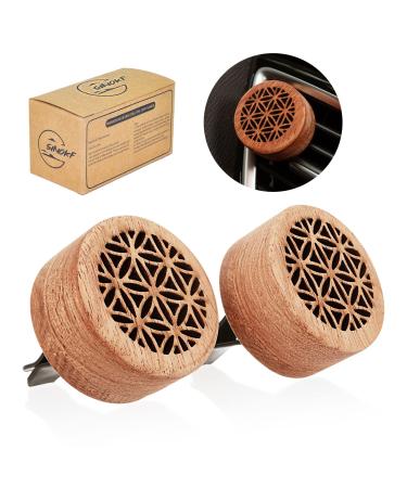 Car Essential Oil Diffuser with Vent Clip, 2 PCS Lava Stone Aromatherapy Wood Car Diffuser C-style