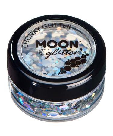 Chunky Holographic Glitter by Moon Glitter - Silver - Cosmetic Festival Makeup Glitter for Face Body Nails Hair Lips - 3g - Buy Online on GoSupps.com