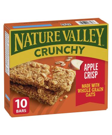 NATURE VALLEY Apple Crisp Crunchy Granola Bars No Artificial Colours No Artificial Flavours Snack Bars Made with Whole Grain Oats Pack of 10 Granola Bars Made with Apple