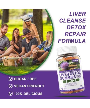 Sugar Free Liver Cleanse Gummies 1000mg Vegan Milk Thistle - 9 in 1 Formula with Dandelion, Artichoke, Beet Root & Zinc - Herbal Liver Supplement for Detox & Repair - MixBerry Flavor - 120 Cts - Buy Online on GoSupps.com