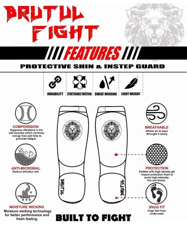 Brutul Cloth Shin & Instep Guards | Training Sparring Shin Pads | MMA, Muay Thai, Karate | Washable | Black - Large/X-Large - Buy Online on GoSupps.com
