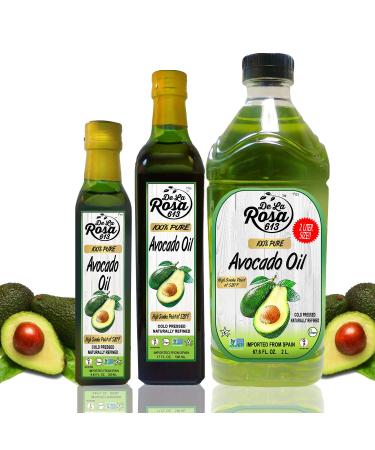 De La Rosa 100% Pure Avocado Oil - Kosher, Vegan, Non-GMO, Gluten Free, High Smoke Point Cooking Oil - 67.6 Oz (2L) - Buy Online on GoSupps.com