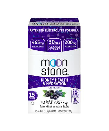 Moonstone Nutrition Kidney Cleanse & Kidney Support Drink Mix, Keto Electrolyte Hydration Powder, Stone Prevention, Chanca Piedra Alternative, Potassium, 15 Pack, Tropical, 15 Pack, Wild Berry 6 Ounce (Pack of 1)