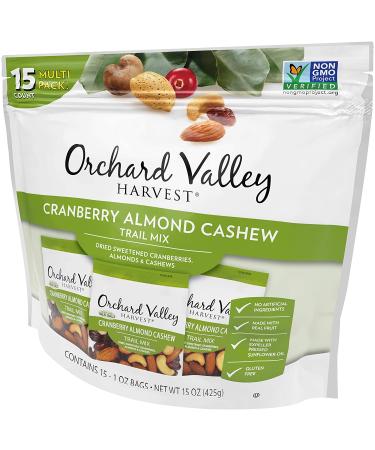 Orchard Valley Harvest Cranberry Almond Cashew Trail Mix - 1oz Bags (Pack of 15) | Non-GMO, No Artificial Ingredients - Buy Online on GoSupps.com