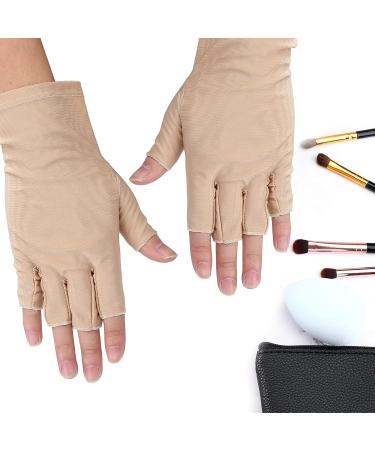 Professional UV Protective Gloves for Nail Art - Anti-UV Fiber Cotton Manicure Tool - Beige - Shop Internationally! - Buy Online on GoSupps.com