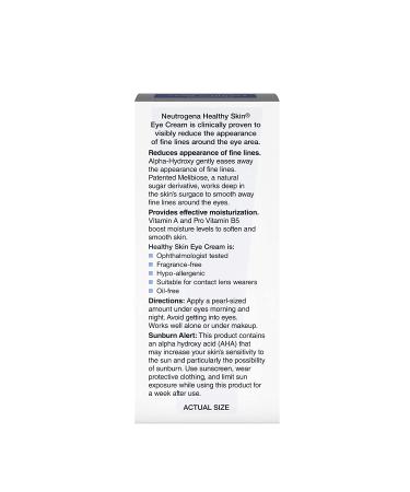 Neutrogena Healthy Skin Anti-Wrinkle Eye Cream 0.5 oz | Vitamin A & B5, AHA | Firming Under-Eye Cream for Fine Lines - Buy Online on GoSupps.com
