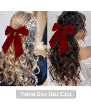 1Pcs Velvet Hair Bows Clips Red Ribbon Clips Cute Barrettes Accessories for Women Girls Big Bowknot Hair Clips for Party Birthday Holiday Graduation - Buy Online on GoSupps.com