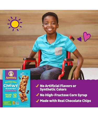 Annie's Gluten Free Chewy Granola Bars - Double Chocolate Chip 11.76 oz (Pack of 12) | Healthy Snacks Nutritious & Delicious - Buy Online on GoSupps.com