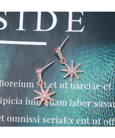 Boho Crystal Sunburst Earrings - Rose Gold Star Drop Studs | Celestial Jewelry for Women & Girls - Buy Online on GoSupps.com