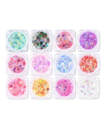 Ownest 12 Colors Holographic Chunky Glitter Gel Set, Christmas Party Makeup Face Body Eye Lips Hair Nail Cosmetic Festival Chunky Glitter Eyeshadow, Mixable, No Need Glue - Buy Online on GoSupps.com