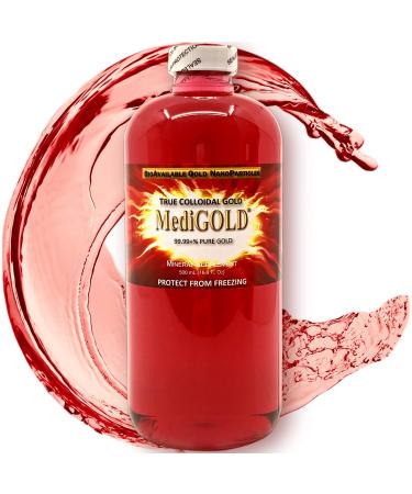 MediGOLD True Collodal Gold Dietary Supplement - 500 mL (16.9 Fl Oz) in Clear BPA-Free Plastic Bottle